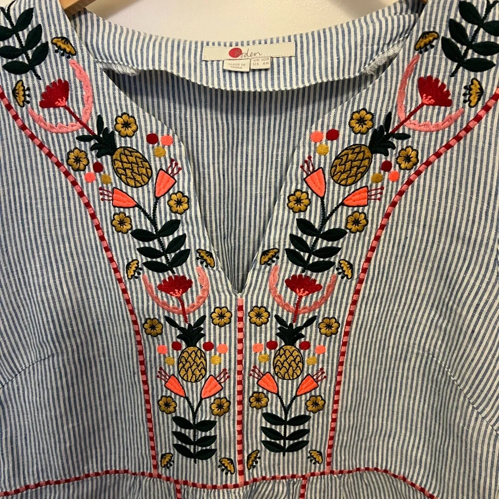 Embroidered floral Boden linen dress. classic style. Light summer linen - Picture 3 of 3